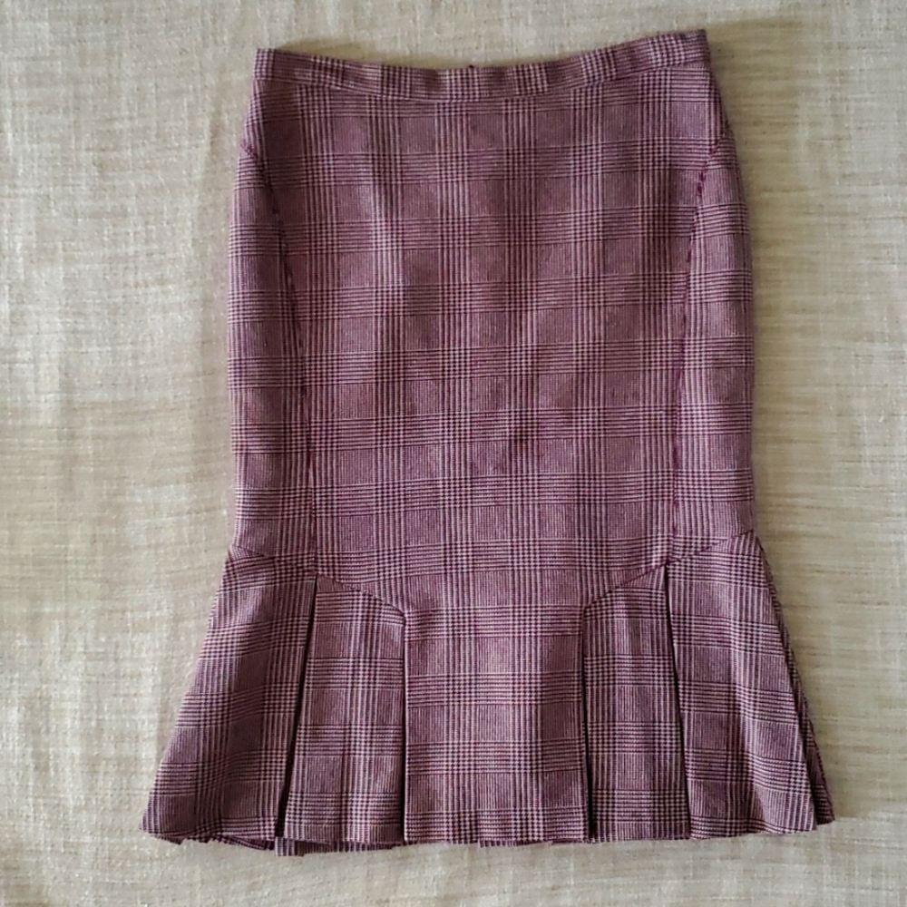 Vintage Wool Houndstooth Mermaid Pencil Skirt, size 38